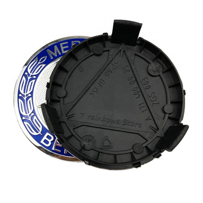Negro Azul 75 mm Rodillo de la llanta Hub Caps Central de las ruedas Caps para Mercedes Benz A1714000025