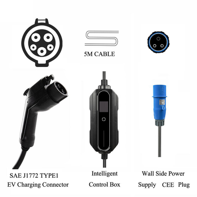 Carro eléctrico negro para el hogar portable Wallbox 10A 16A 20A 24A 32A cargador Ev para reemplazar / reparar