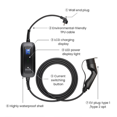 Cargador para vehículos eléctricos 16A de 3,6 kW con clasificación IP66 y voltaje de salida AC 220V del 20%