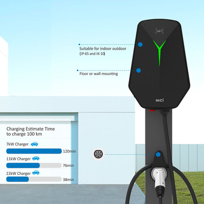 Wallbox Tipo 2 EV Cargador de pared 32A 400V Estación de carga de corriente alterna Punto de carga 7KW Parking