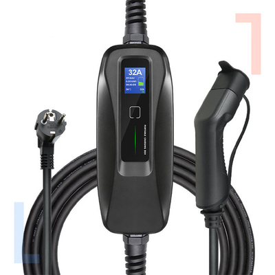 32A Tipo1/Tipo2 Caja de carga de vehículos eléctricos portátiles para cables de carga Nissan LEAF Negro
