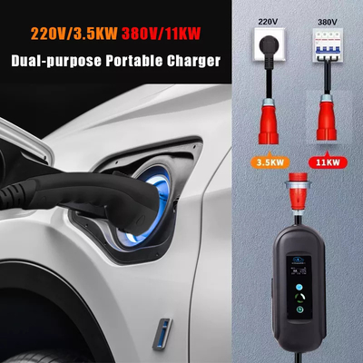 Gran cargador de automóviles IEC 62196 Tipo 2 16A 400V AC Modo 2 de carga EVSE 11KW