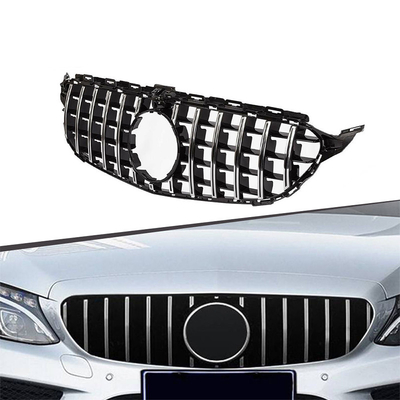 Grill de malla del parachoques delantero ABS Tipo GT Grill de rejilla delantera del automóvil para Classe C W205 2014-2018