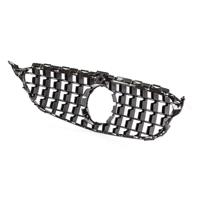 Grill de malla del parachoques delantero ABS Tipo GT Grill de rejilla delantera del automóvil para Classe C W205 2014-2018