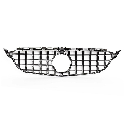Grill de malla del parachoques delantero ABS Tipo GT Grill de rejilla delantera del automóvil para Classe C W205 2014-2018