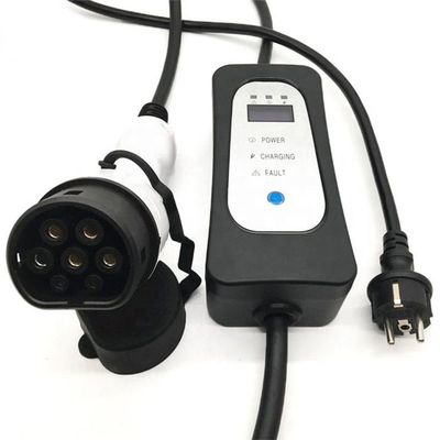 Cargador portátil de EV para vehículos eléctricos 16A Corriente ajustable Iec 62196 Tipo2 Evse