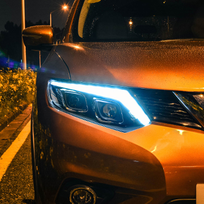 14-16 Ensamblaje de faros X-Trail con lente LED modificada y señal de giro de agua corriente