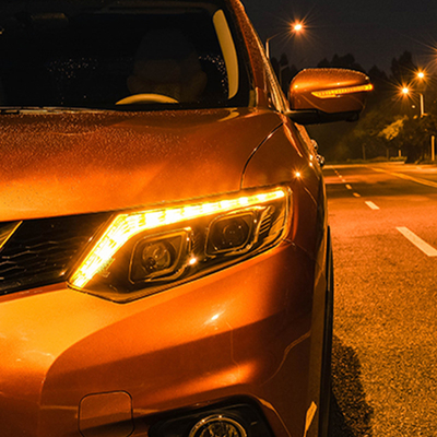 14-16 Ensamblaje de faros X-Trail con lente LED modificada y señal de giro de agua corriente