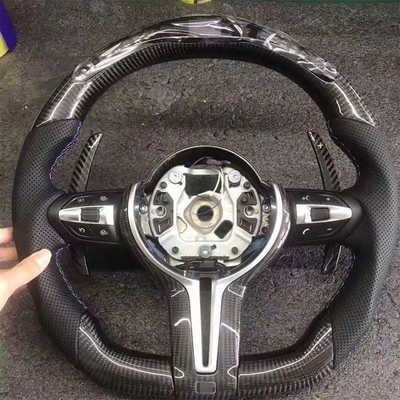 Volante de cuero de fibra de carbono para BMW F10 F30 E60 E90 G30 E46 E92