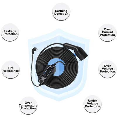 7.4KW potencia de salida cargador EV portátil de una fase para hogares con cable ajustable de 5M