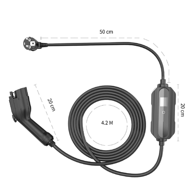 Cargador portátil 3.5KW 16A Sae J1772 Tipo 1 Ev para automóviles eléctricos con enchufe personalizado