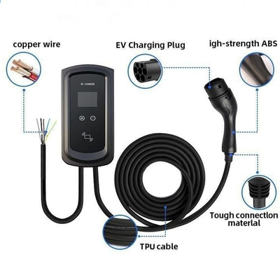 5M Tipo 2 TPU chaqueta cargador de coche eléctrico Ev con pantalla LED y Tipo2 Interfaz estándar